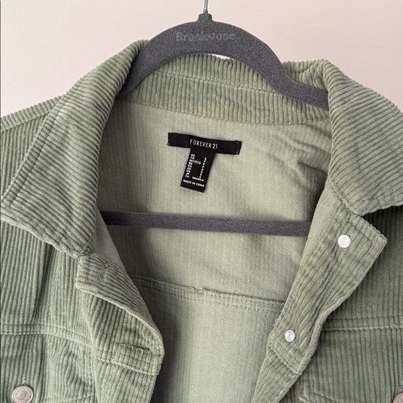 Forever 21 Sage Green Cropped Corduroy Jean Jacket - Picture 2 of 4